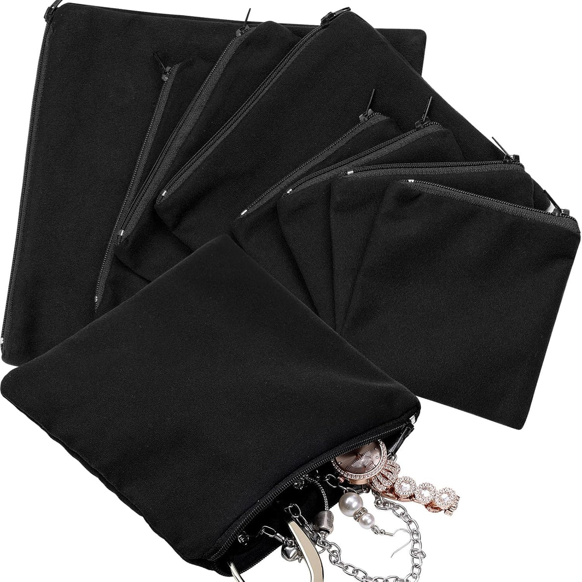 Sanwuta 8 Pcs Zippered Silver Storage Bags Anti Tarnish Silver Pouches Keeper Jewelry Storage Protector Bags(7.9 x 7.9 Inch,Black) - Image 9