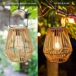 Livinlarge solar lantern showing top solar panel and hanging handle