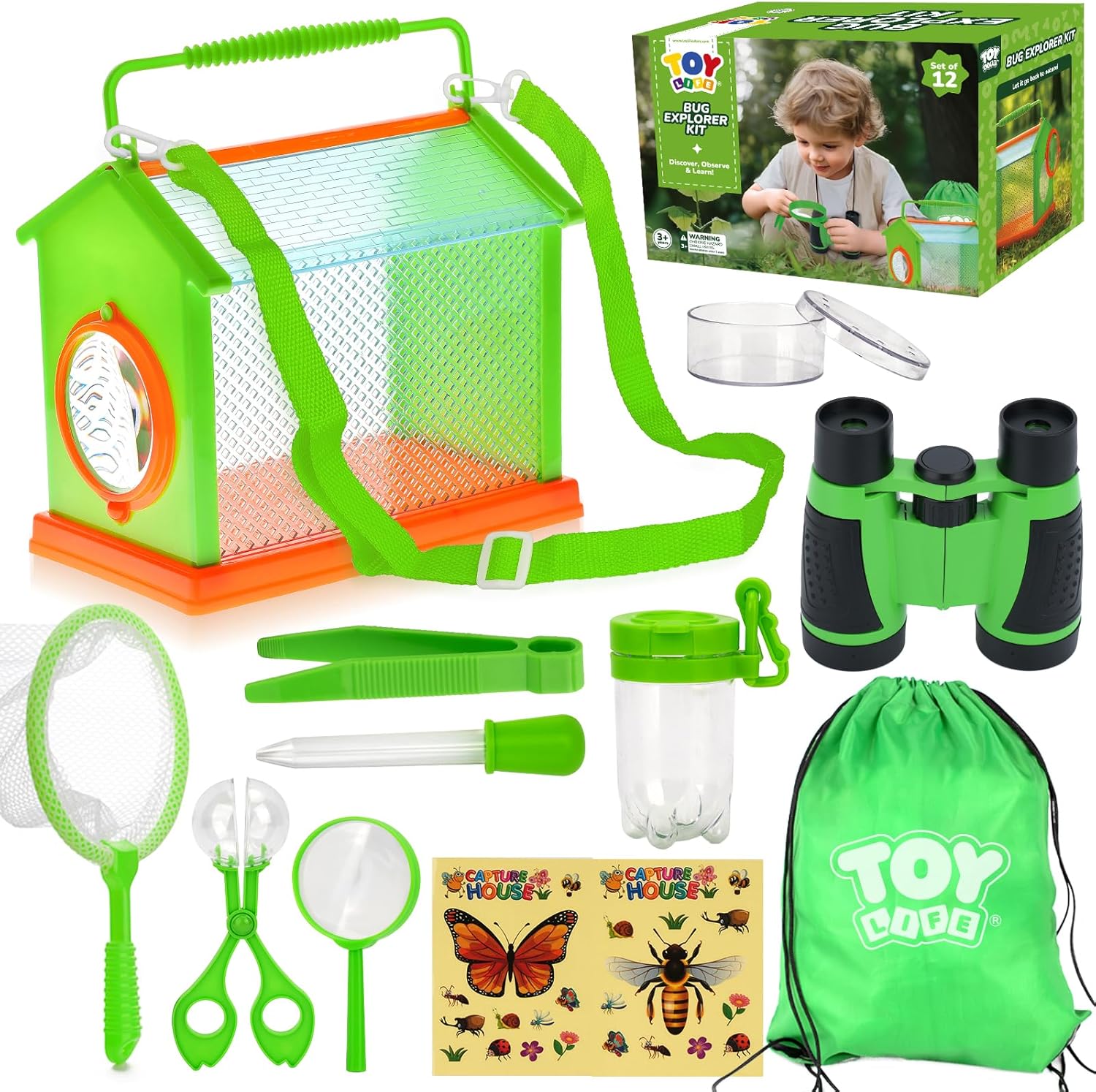 Toy Life bug catcher kit for kids front view showing all components