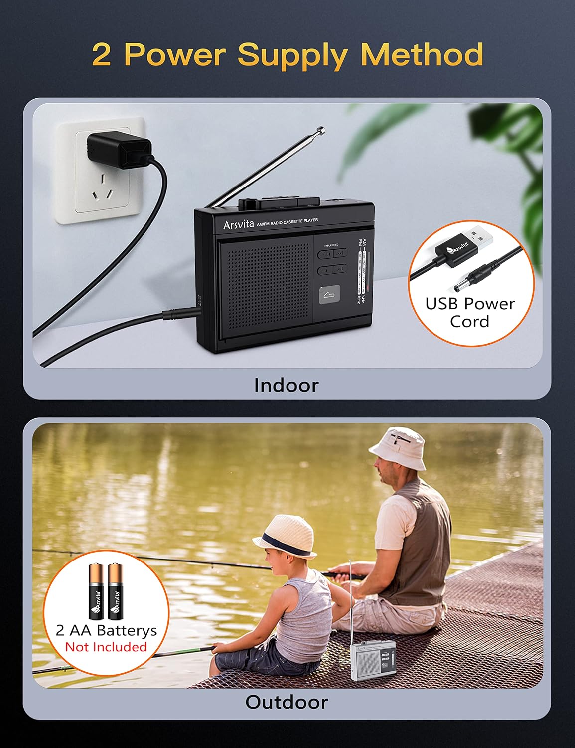 Arsvita portable recorder with 3.5mm headphone jack