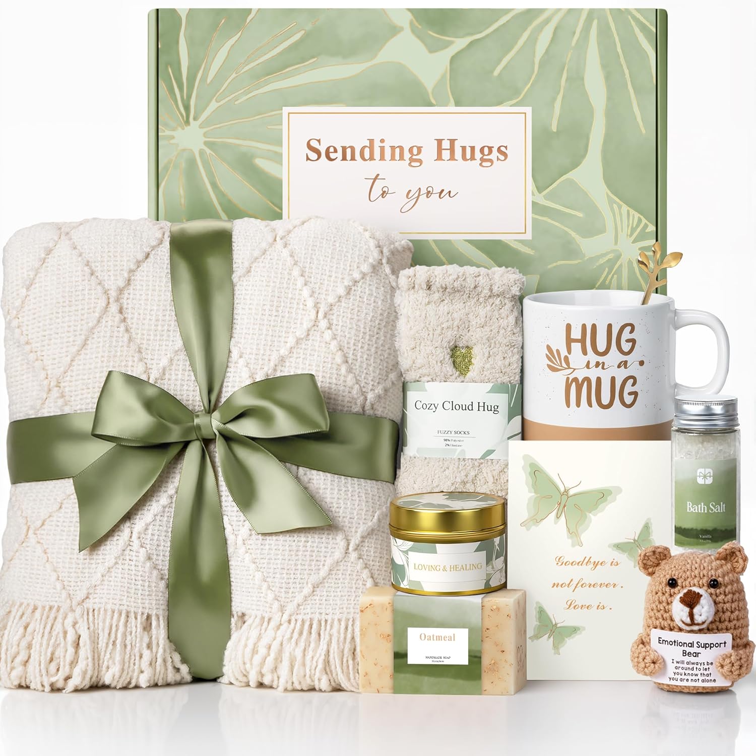 Mirasphere sympathy gift basket loss of loved one front view showing curated contents