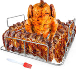 Stainless Steel Rib Rack & Silicone Brush for Grill | Heavy Duty 2-Handle Stand, Fits Smoker & Oven, Cook Up to 5 Ribs, Long-Lasting BBQ Accessory - Image 9