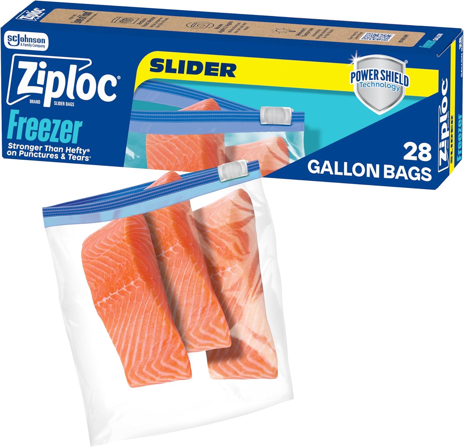 Ziploc Gallon Food Storage Freezer Slider Bags 28 Count front view imported kitchen storage.
