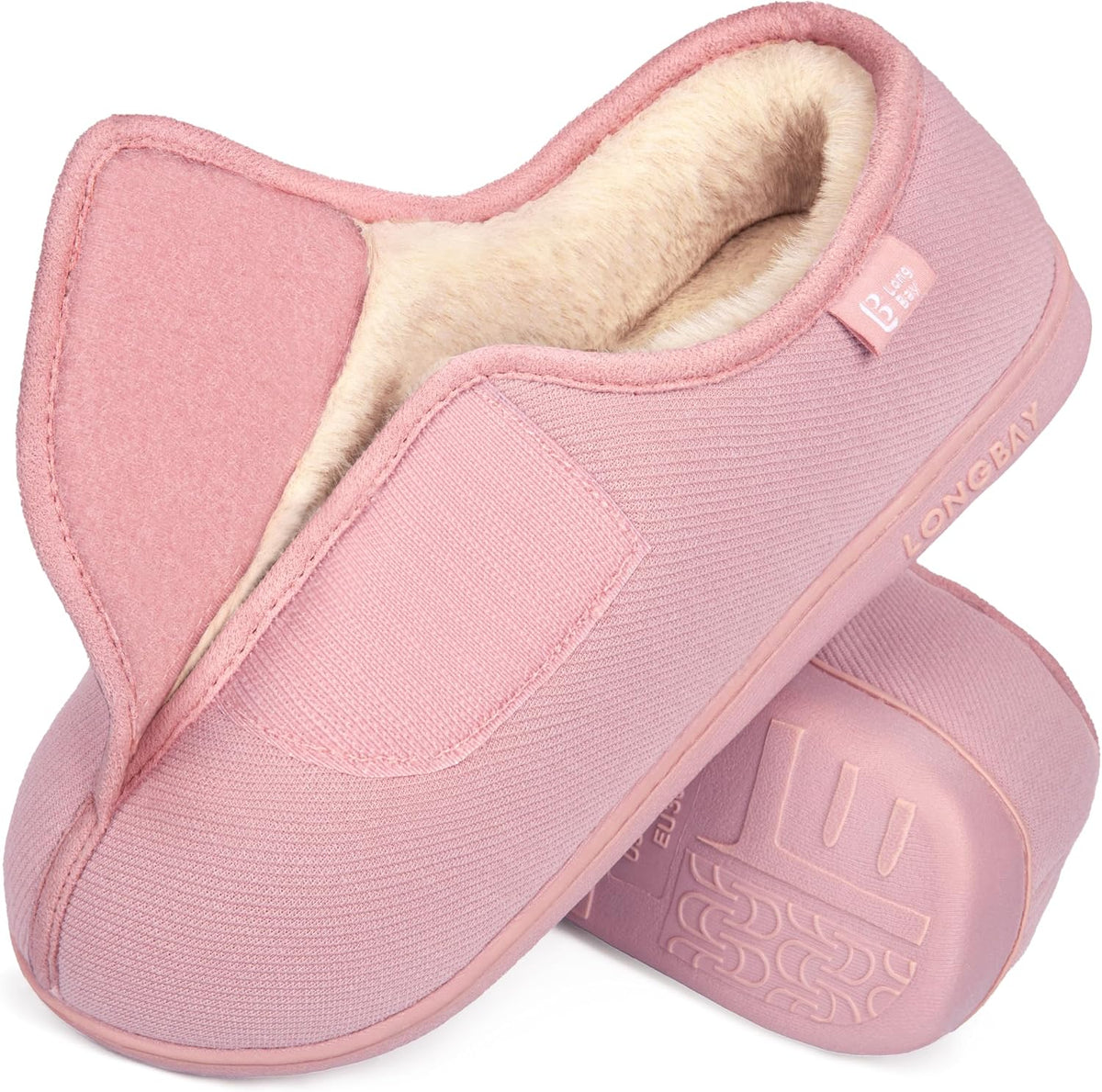 LongBay comfort slippers angled packaging view