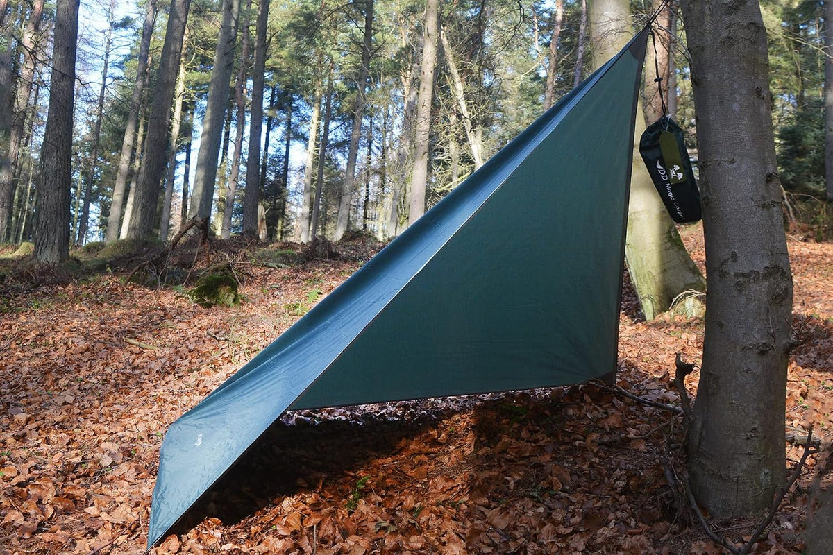 DD Hammocks compact groundsheet folded inside attached stuff sack