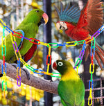 Washable durable plastic chain links configured as a custom bridge inside a parakeet cage.