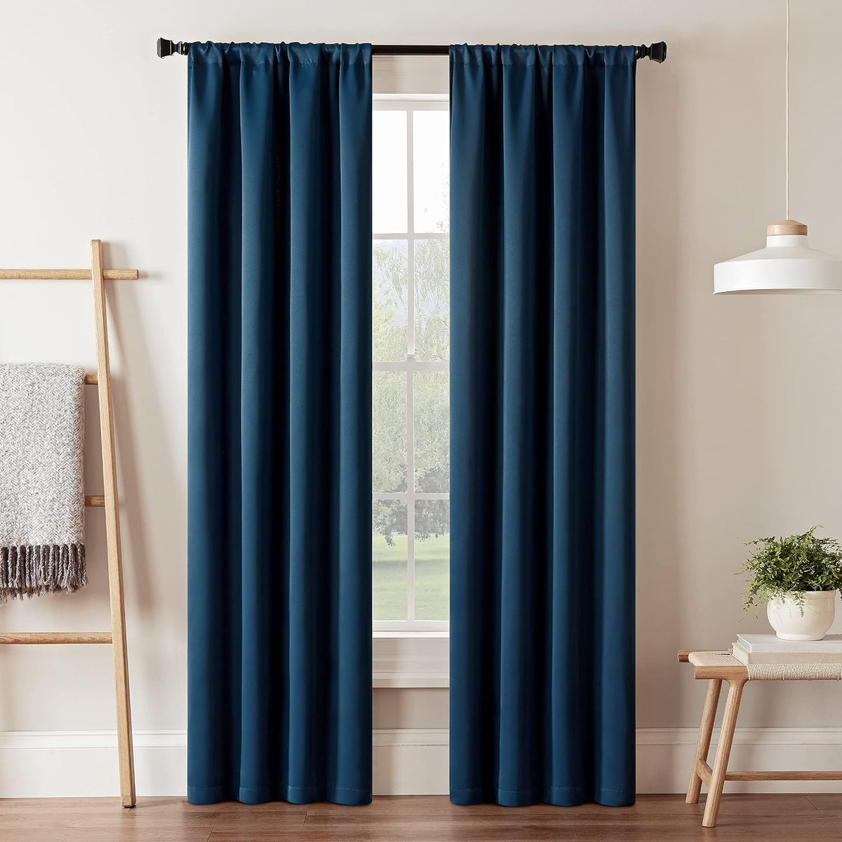 Eclipse Darrell blackout curtain front view in indigo