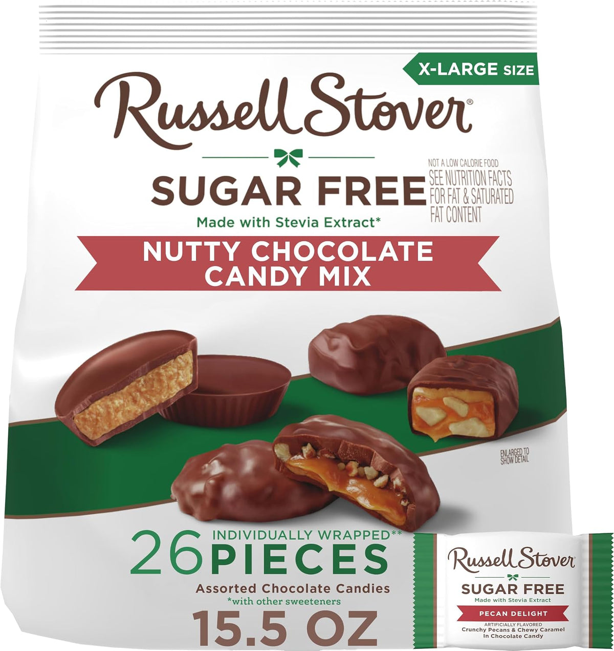 RUSSELL STOVER Sugar Free Pecan Delight Chocolate Candy, 15.5 oz. bag | ZERO SUGAR, STEVIA EXTRACT, DESSERT, SNACKING, ASSORTED CHOCOLATE, ASSORTED FLAVORS - Image 10