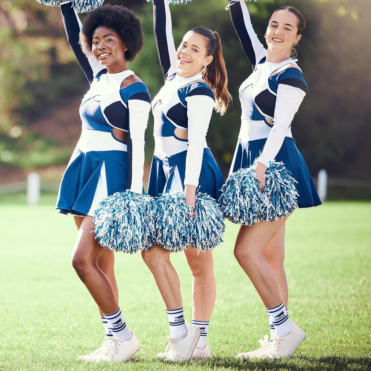 Cutecrop Cheerleader Socks side profile showing cheer lettering