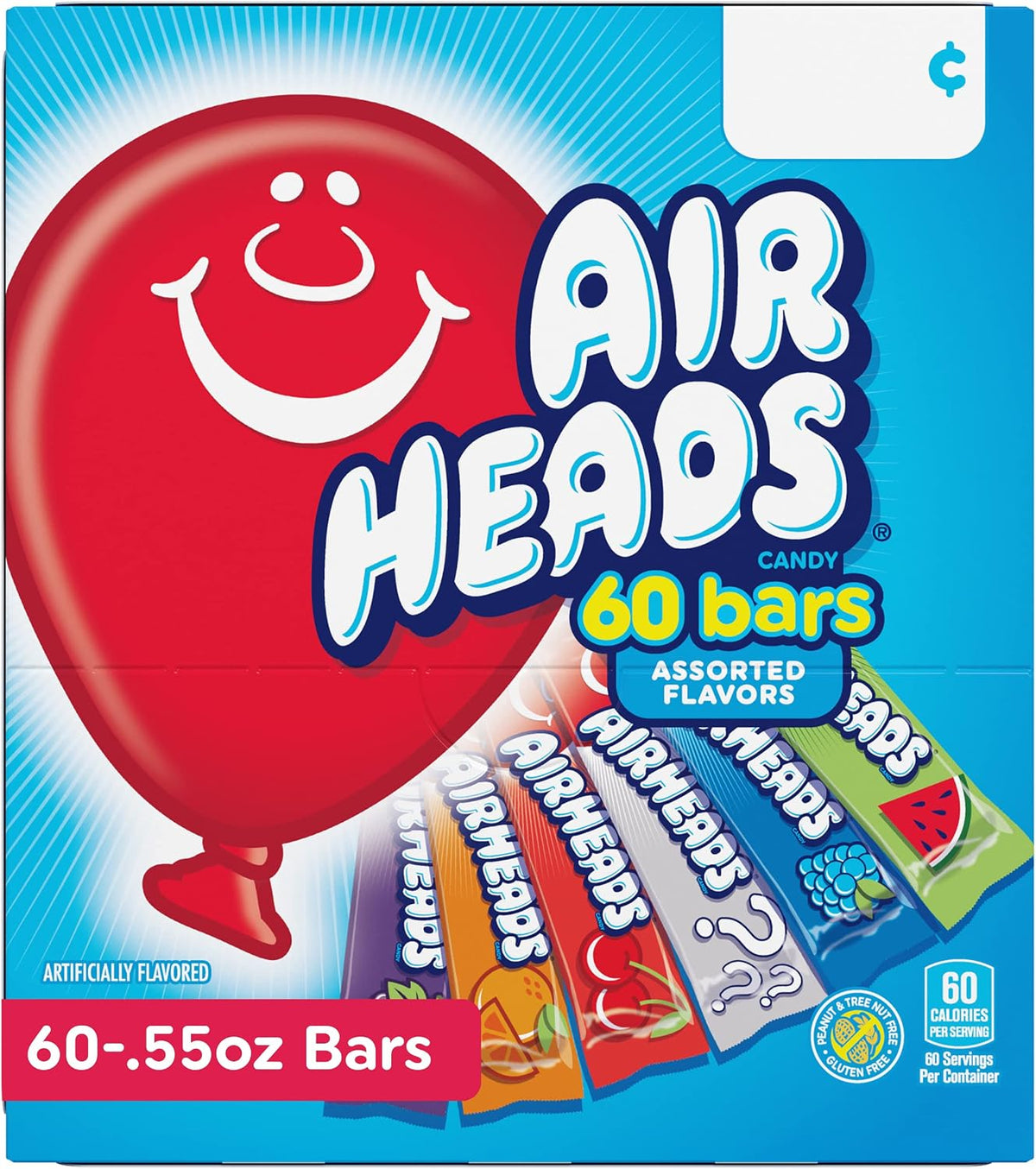 Airheads individual chewy fruit taffy bars in assorted flavors