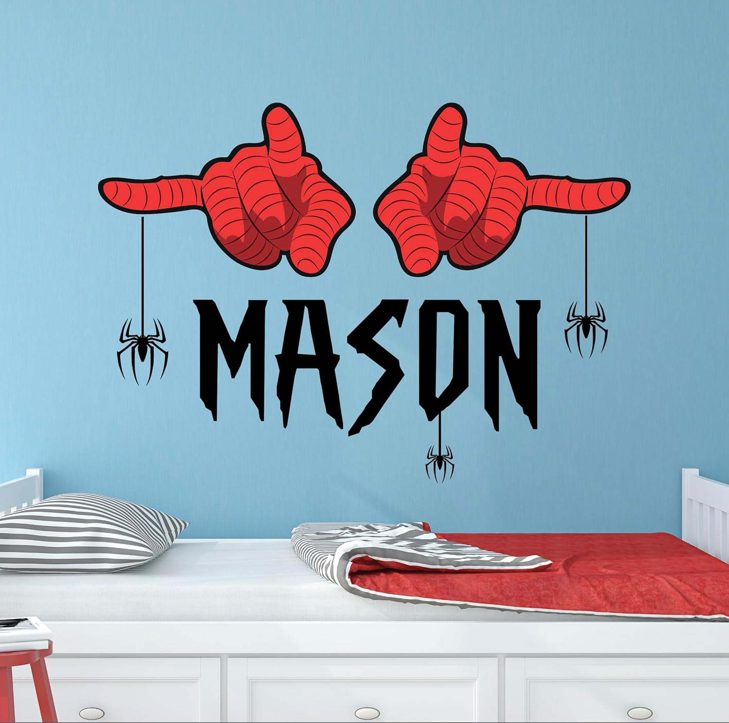 Art In Colors personalized spider wall decal for kids bedroom