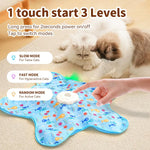Automatic electronic motion cat toy with a concealed moving feather wand extended.