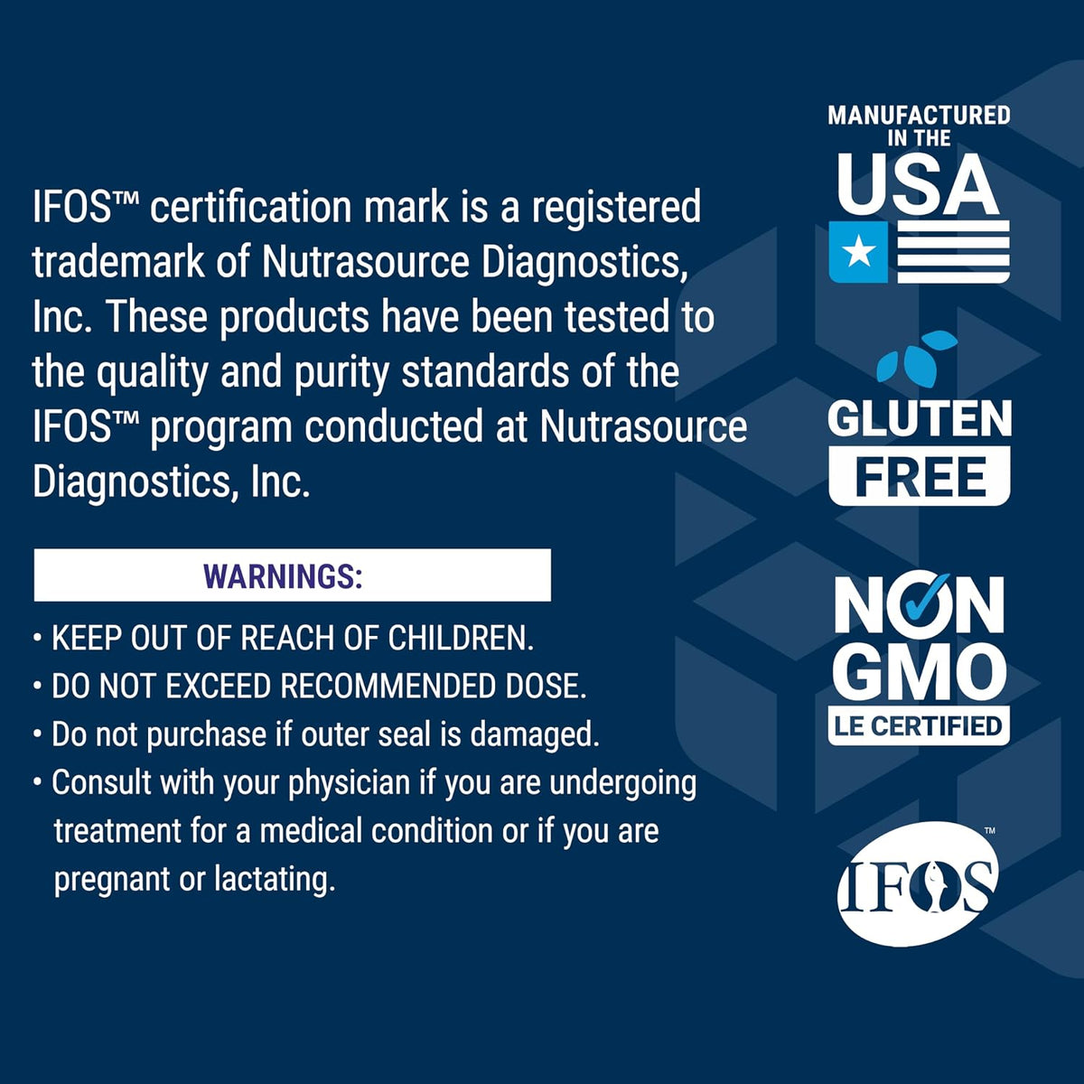 Life Extension Super Omega-3 certified non-GMO and gluten-free seals