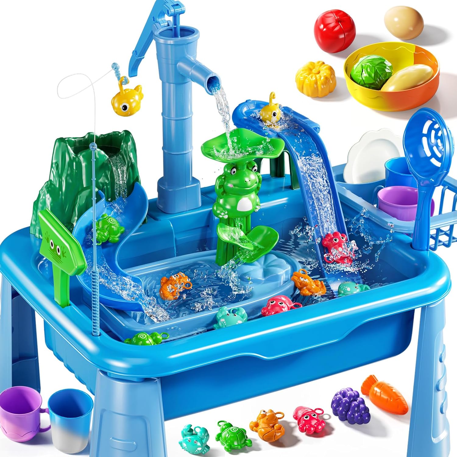 KIZONLY water table for toddlers front view of blue sensory activity play center