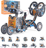 AESGOGO 12-In-1 Solar Robot Kit front packaging view showcasing various assembled mechanical robot forms.