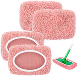 Nicemiya reusable mop pads pack of four front view showing pink chenille material texture
