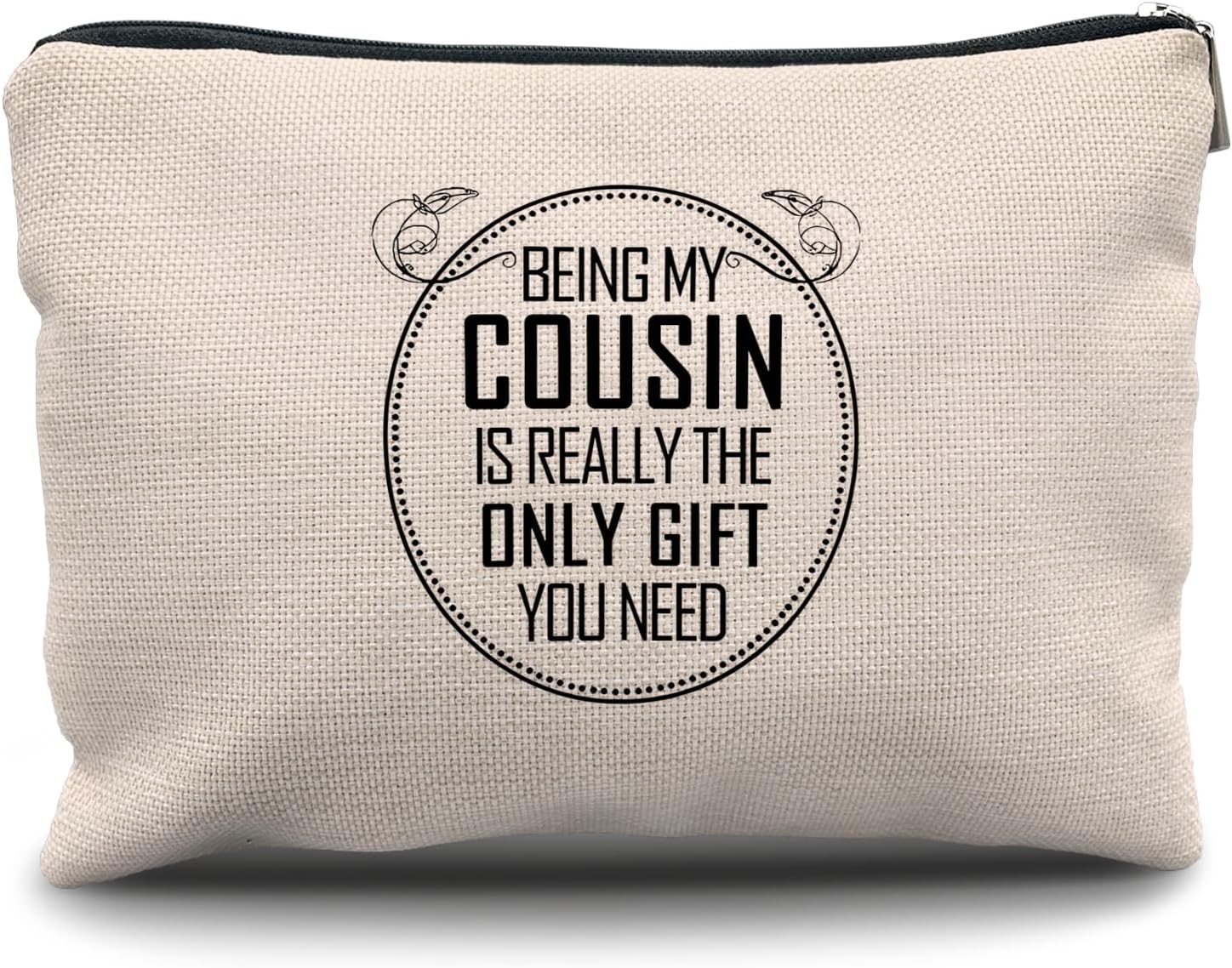 Nogrit cousin makeup bag front view showcasing quote