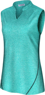 Vldnery Womens Golf Shirt Moisture Wicking V Neck Athletic Loose Yoga Workout Polo Shirt - Image 15
