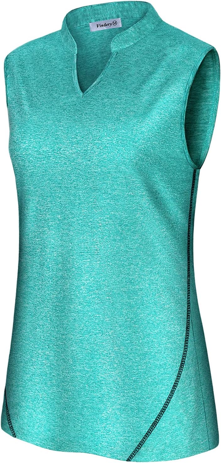 Vldnery Womens Golf Shirt Moisture Wicking V Neck Athletic Loose Yoga Workout Polo Shirt - Image 15
