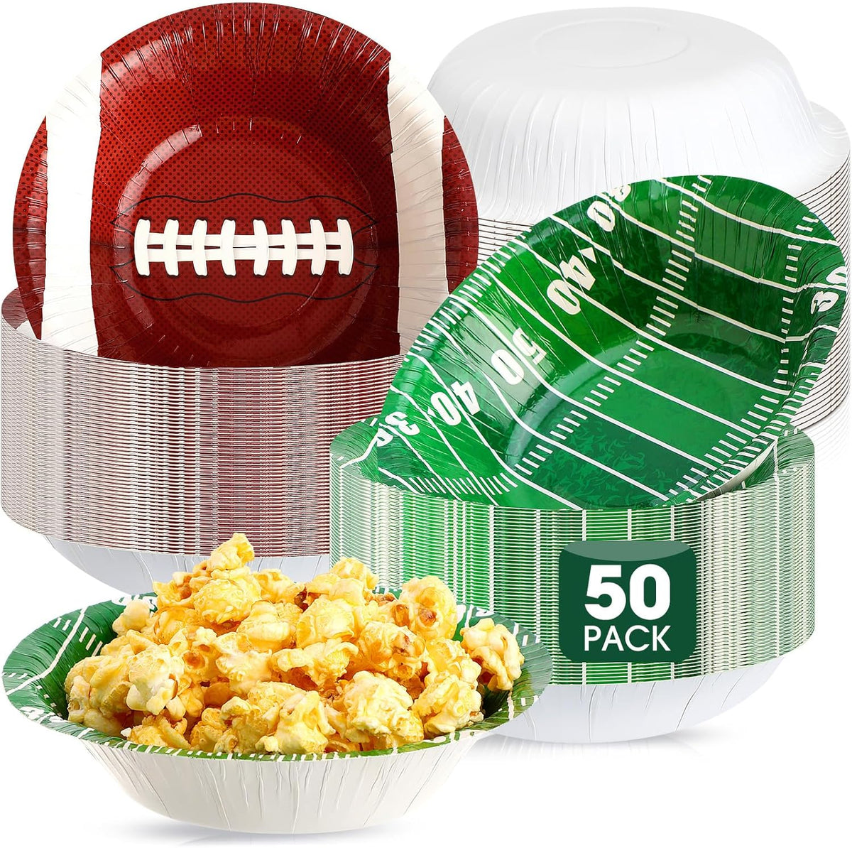 Ziliny 50 Piece 16 Fluid Ounce Football Party Snack Bowls front view