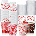 Qinyoung Valentine's Day Plastic Shot Cups front view with heart patterns.