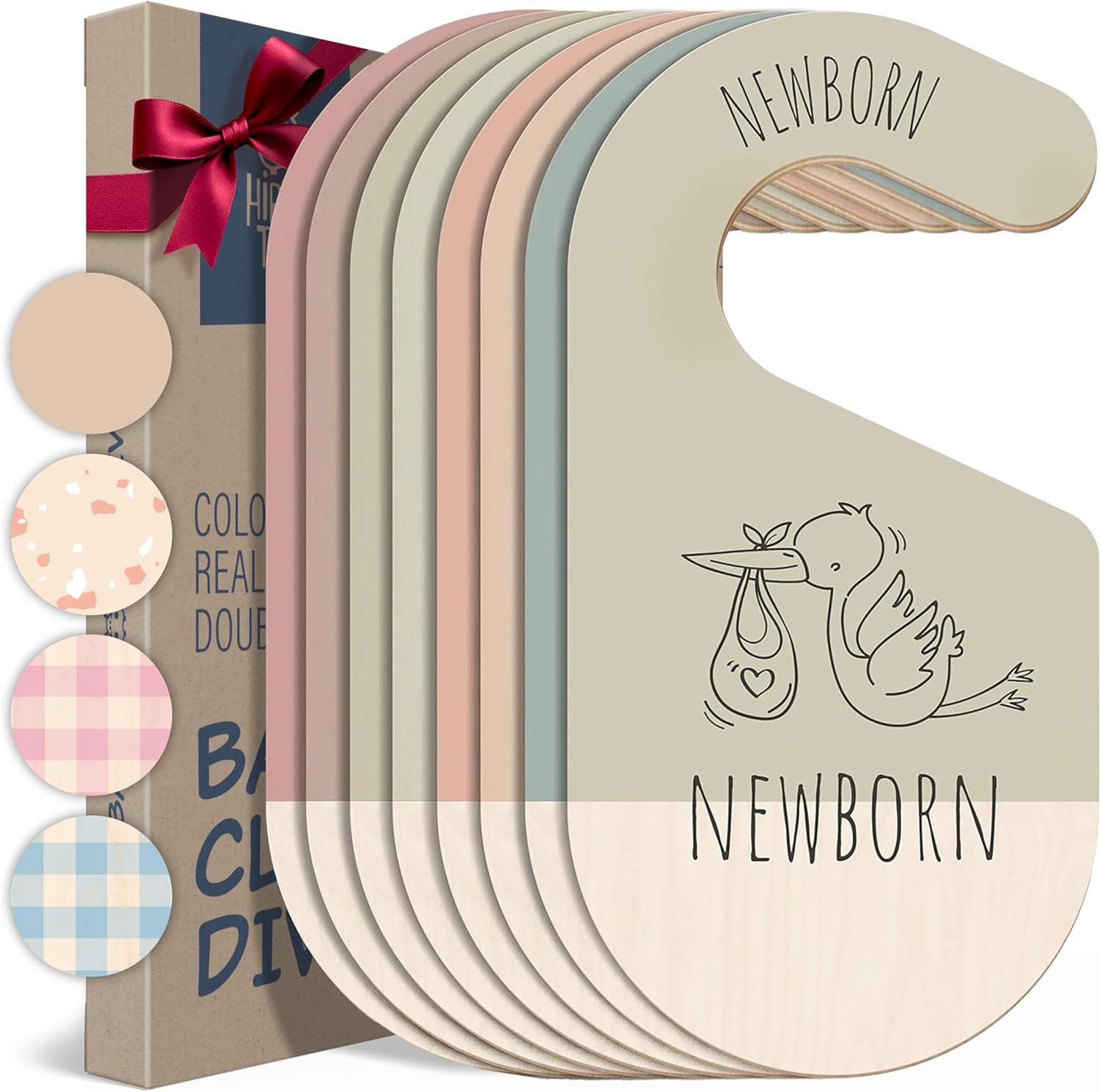 Hippotale wooden baby closet dividers set in gift box