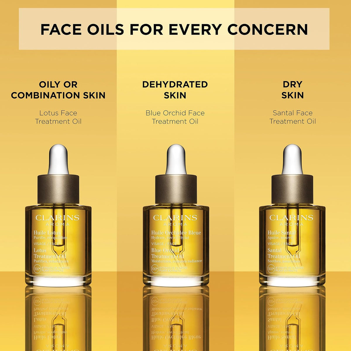 Clarins plant extract facial oil bottle angle