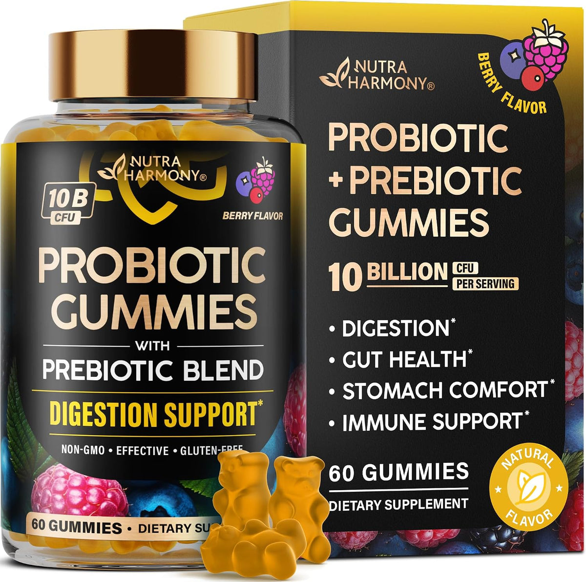 Nutraharmony probiotic gummies bottle front view
