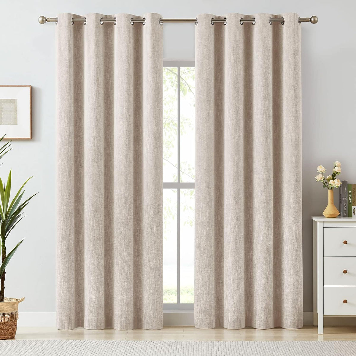 Melodieux Elegant Cotton Wide Blackout Curtains for Sliding Glass Door Living Room Thermal Insulated Grommet Drapes, 100 by 84 Inch, Grey (1 Panel) - Image 10