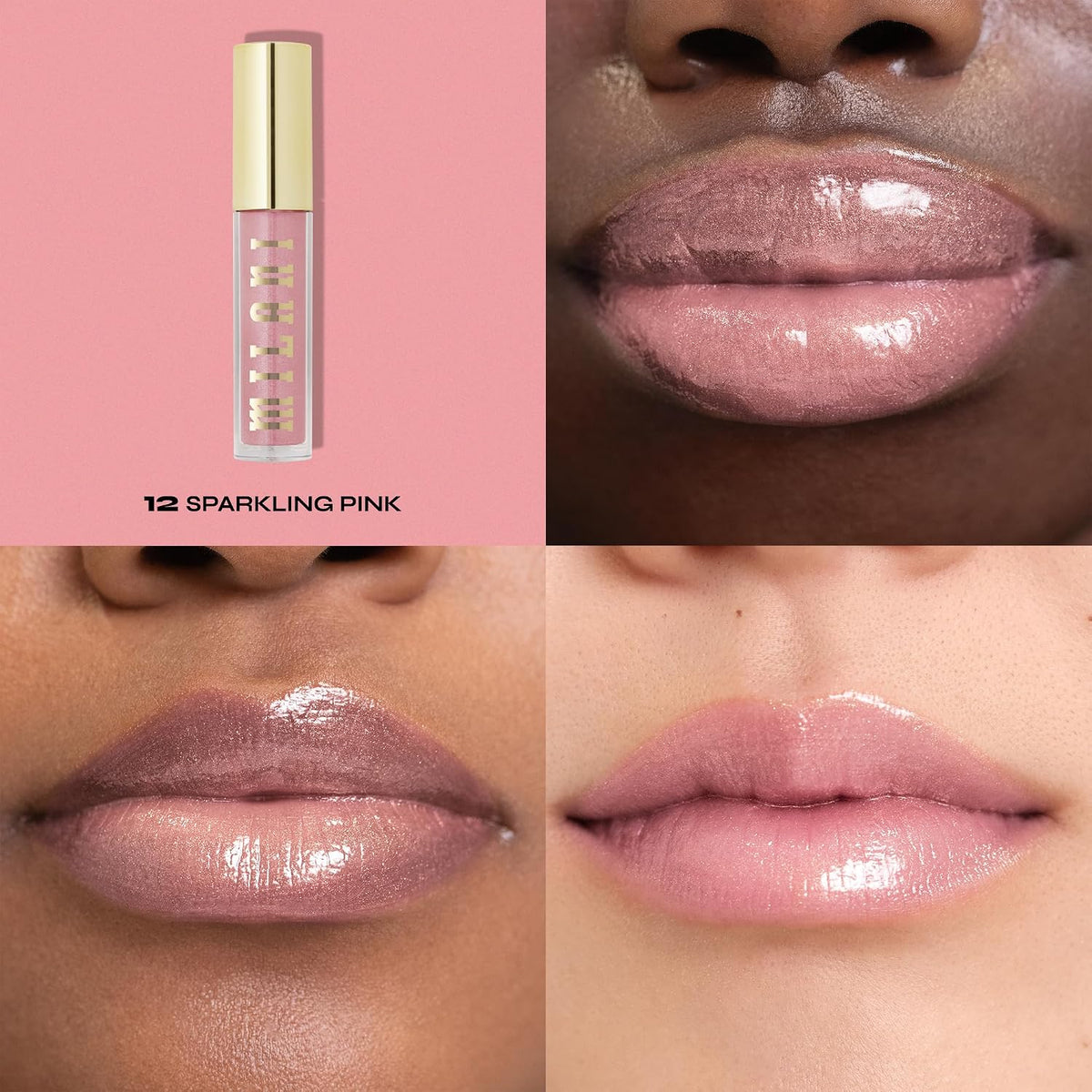 Authentic imported USA makeup Milani plumping lip gloss tube close up