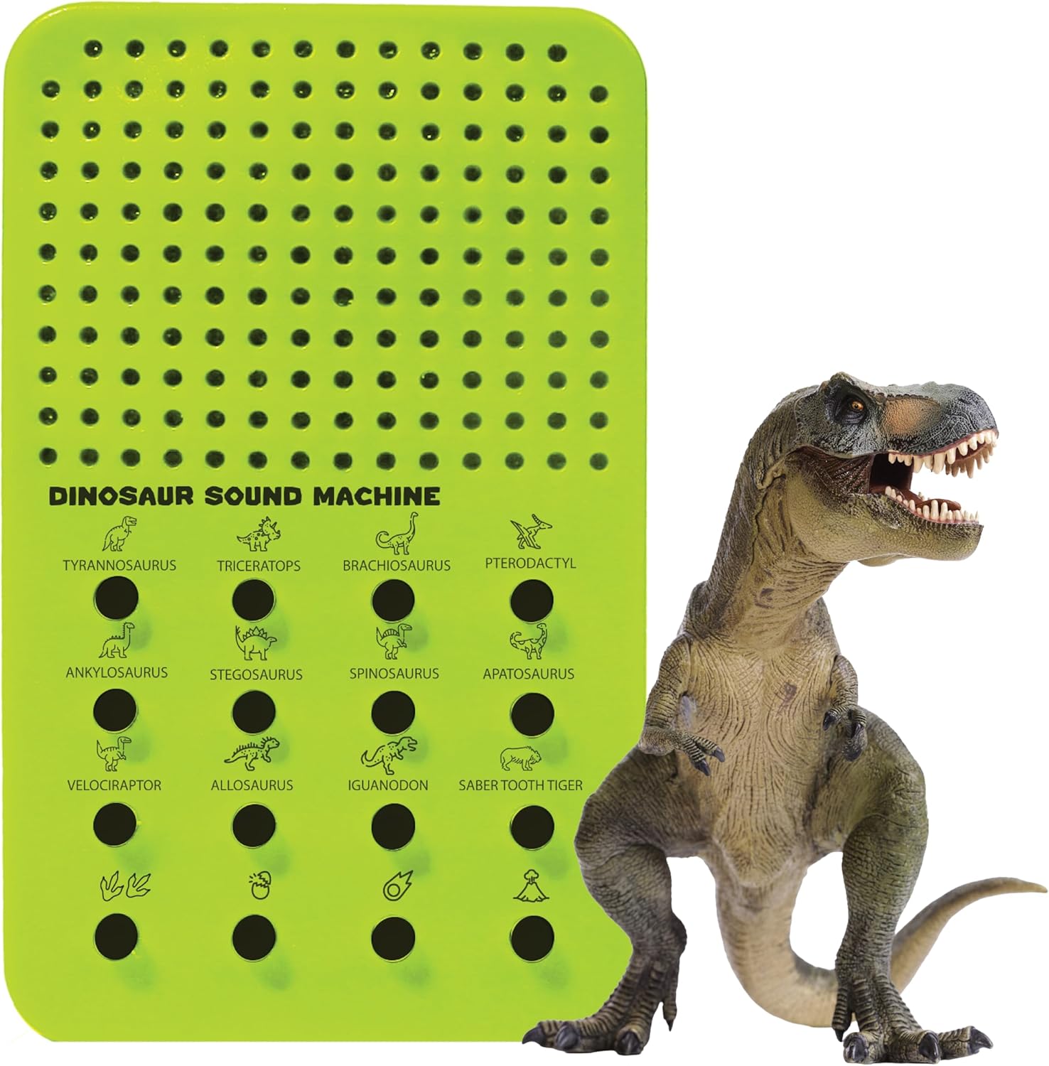 Zany Trains Dinosaur Noisemaker front view of electronic sound board