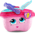 LeapFrog pink picnic basket open with play pieces