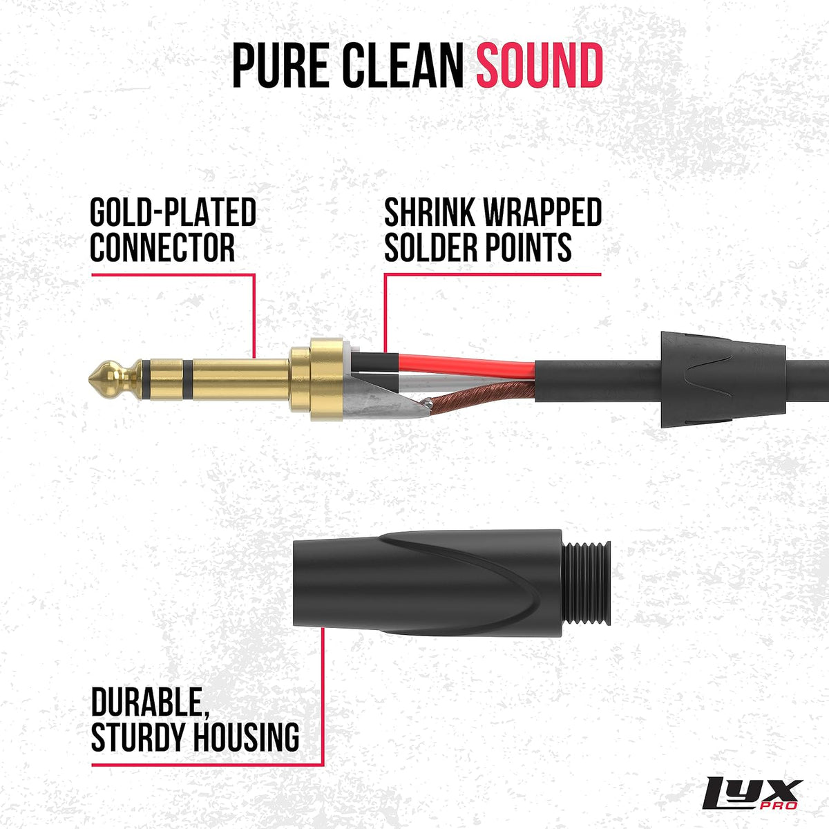 LyxPro professional audio cable male to male plugs