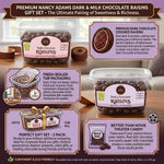 Tree Treasures Premium Chocolate Raisins assorted twin pack showing milk and dark variants