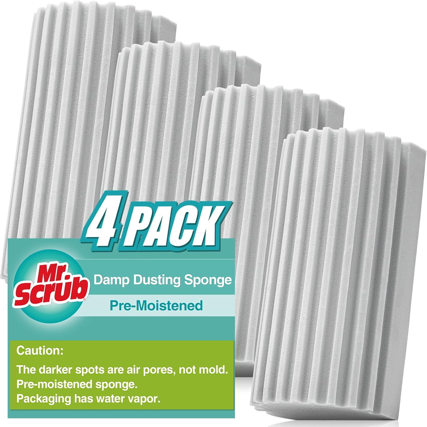 Mr. Scrub damp dusting sponge duster front view pack of four