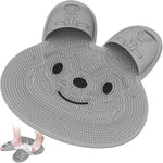 Manmihealth rabbit shaped gray silicone shower foot scrubber mat front view