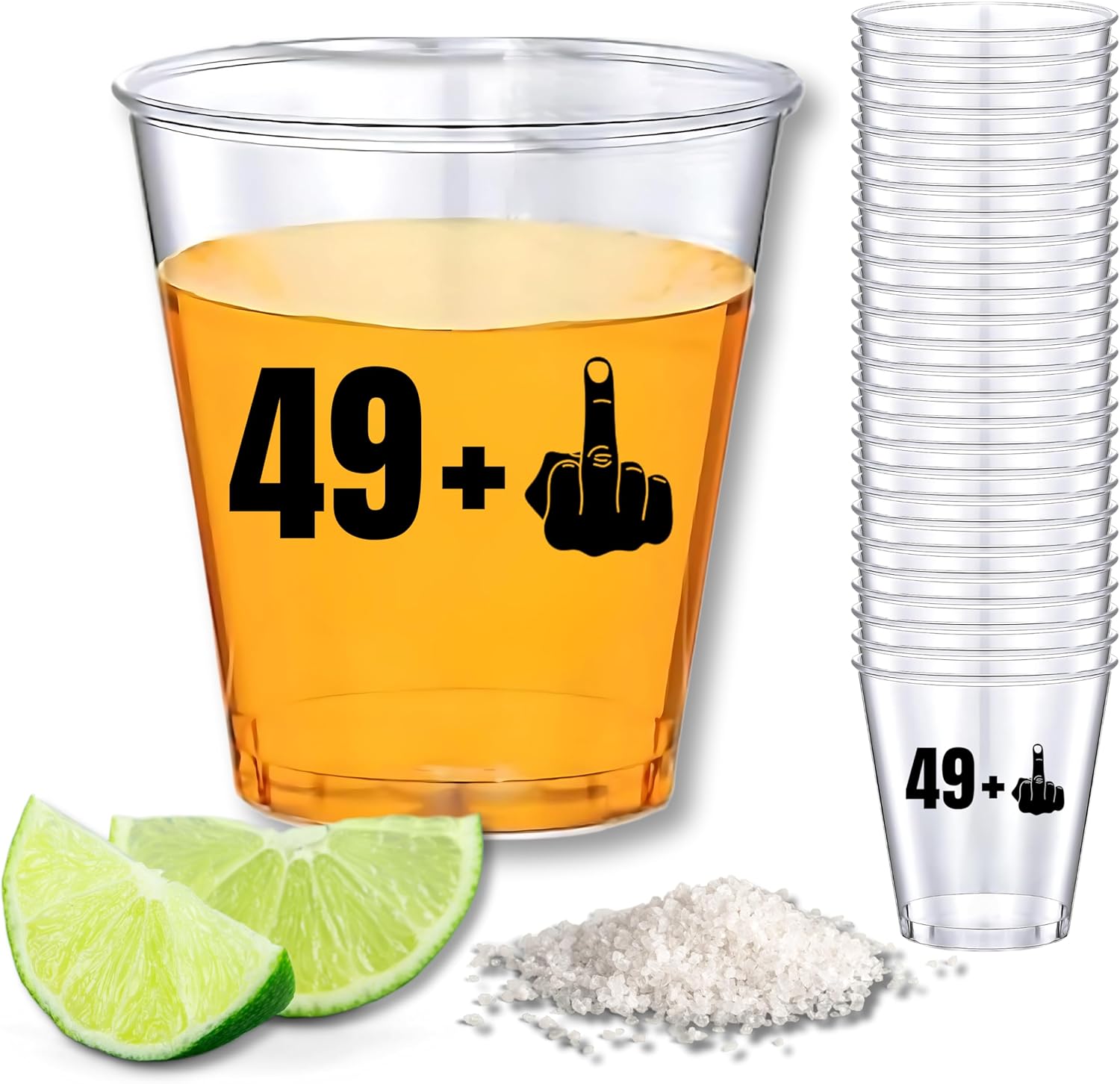 Party Essentials 50th Birthday Shot Glass front view for party planning.
