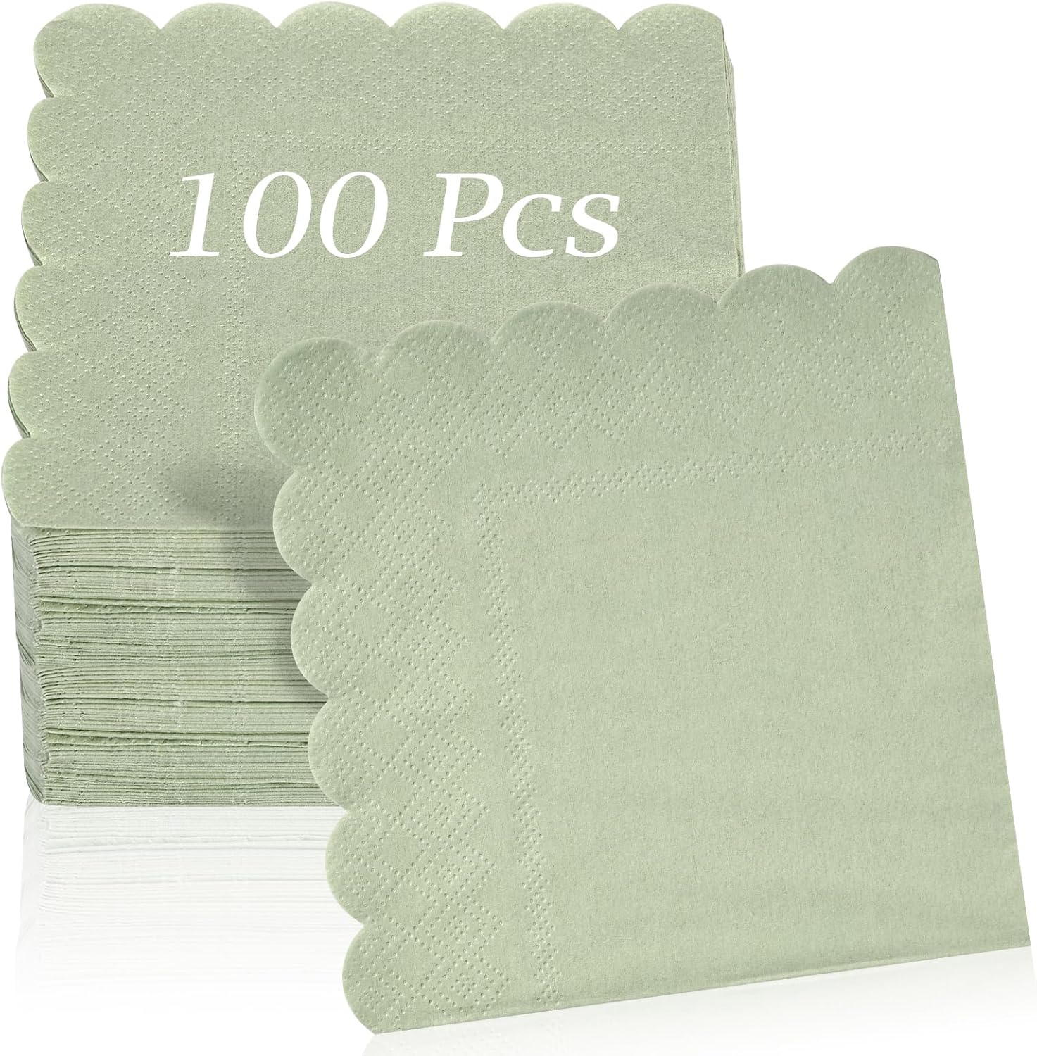 Hoiny 100 pieces sage green cocktail napkins front view