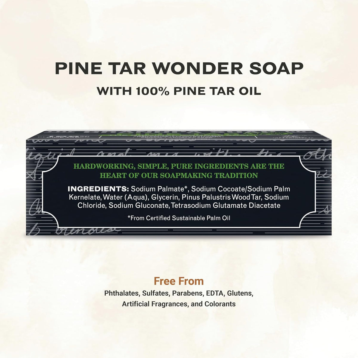 Grandpa's Pine Tar Soap bar texture and natural color