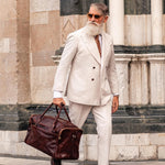 Time Resistance leather travel bag open interior compartment