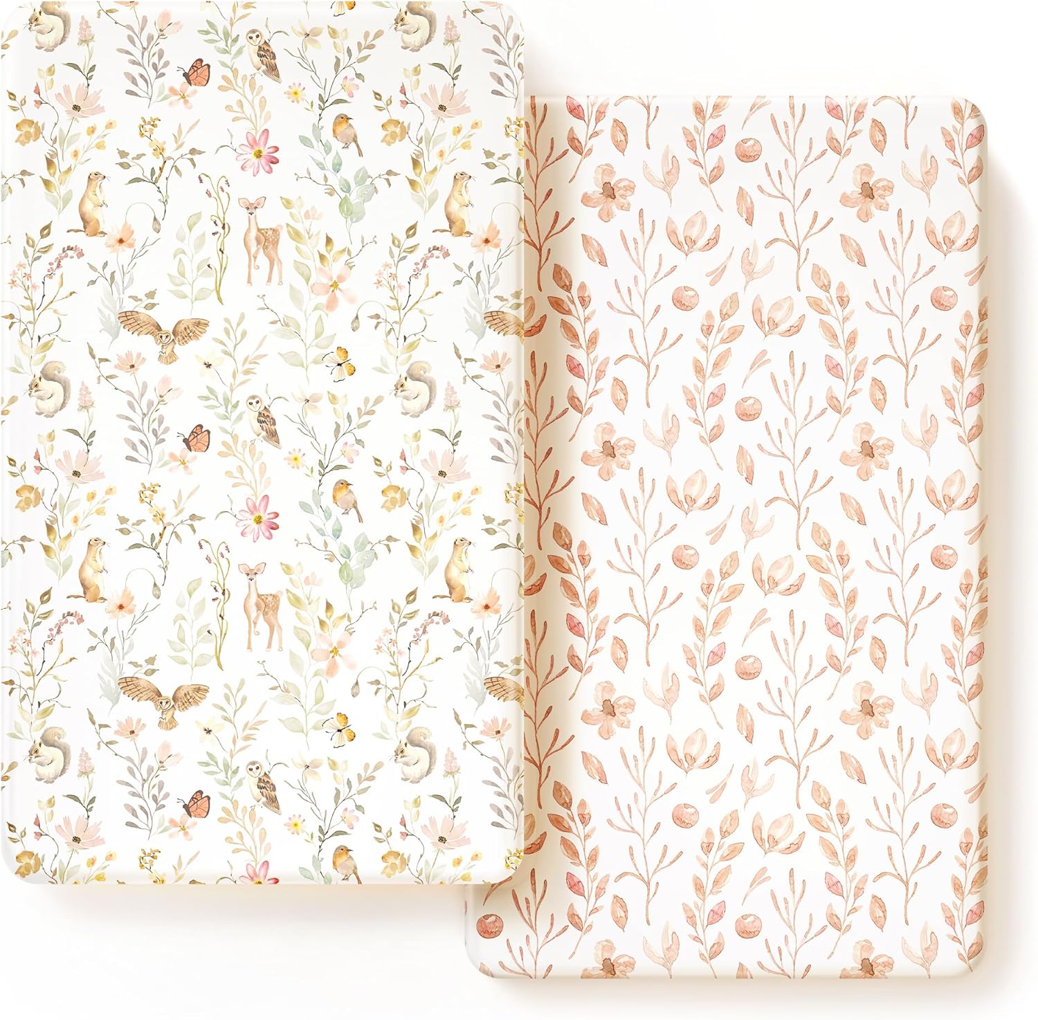Grssder jersey knit fitted crib sheets set 2 pack with floral print