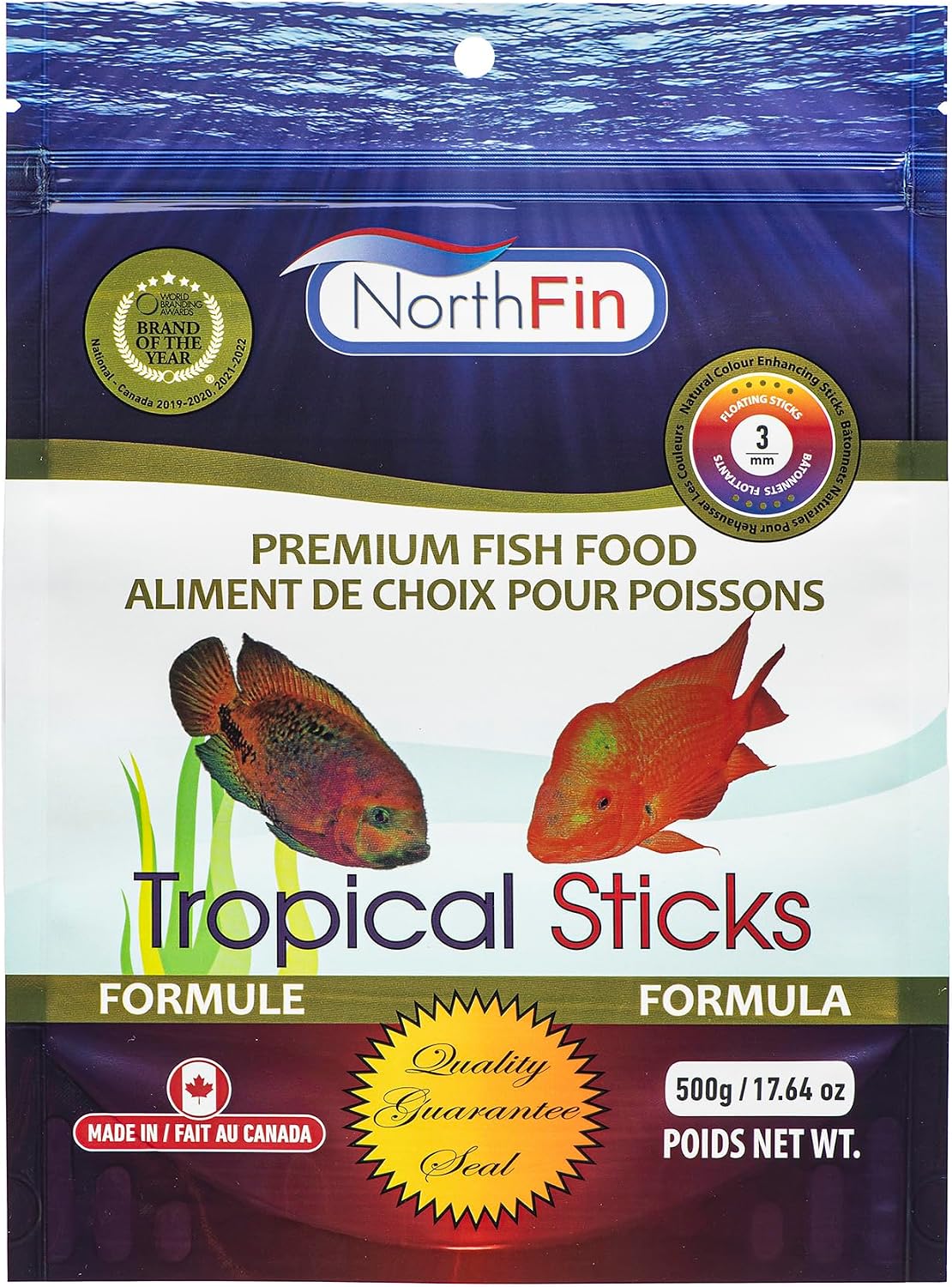 NorthFin tropical sticks fish food front view packaging 500g
