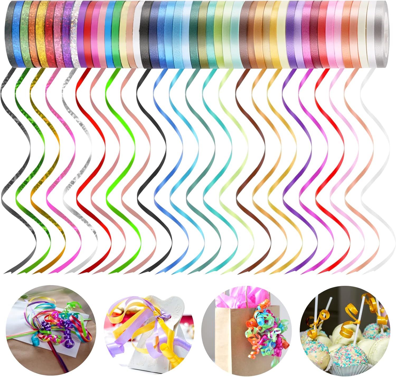 Laviria 48 rolls curling balloon ribbon set front view