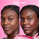 Glow Recipe Dewy Flush cheek serum bottle placed alongside fresh watermelon slices to highlight key ingredients.