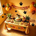 Dinosaur footprints arranged as a playful path across a child bedroom door