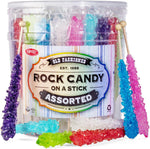 Espeez Extra Large Assorted Rock Candy Sticks front view display tub for party decorations.