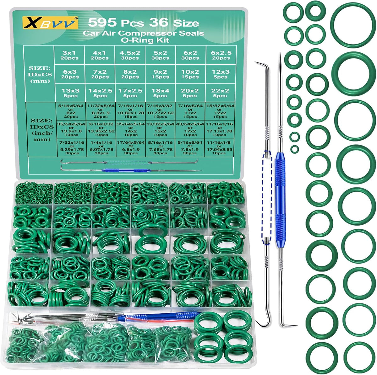 XBVV 1020 Pcs O Ring Kit 20 Size Nitrile Rubber O Ring Assortment Set for Car Auto Vehicle Repair Faucet Plumbing Air or Gas Sealing Connections Resist Oil and Heat - Image 10