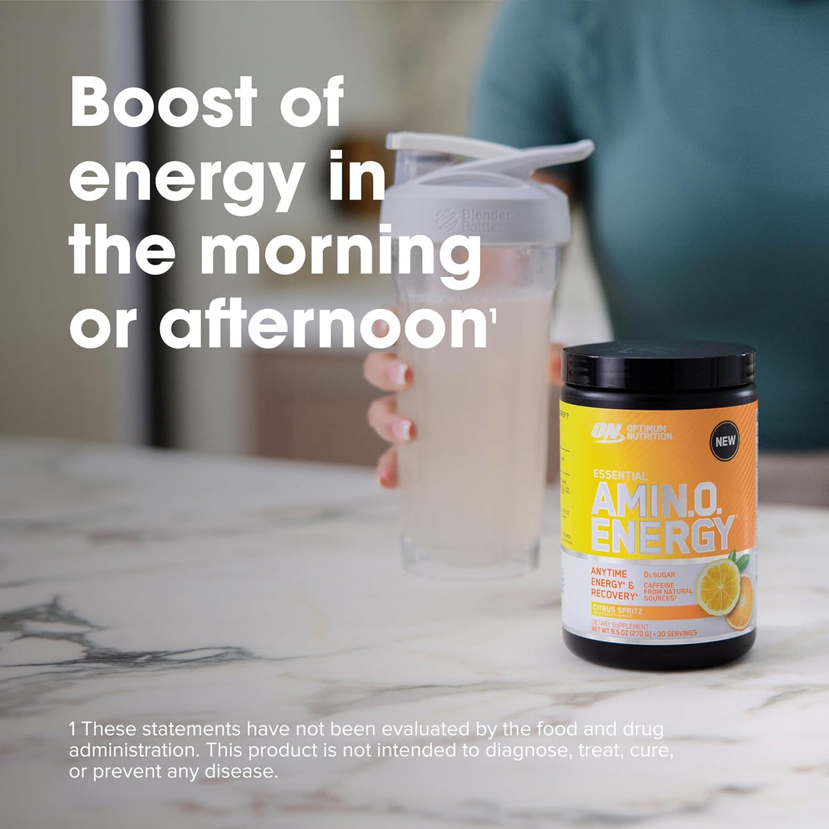 Essential Amino Energy zero sugar powder container with green tea extract