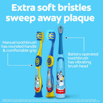 Colgate Kids Bubble Fruit flavored cavity protection fluoride toothpaste tubes close up view