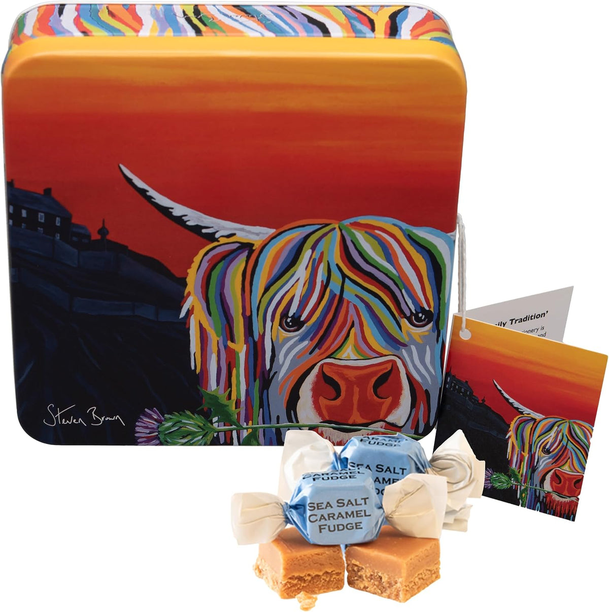 Gardiners of Scotland Handmade Fudge, Steven Brown - Lizzie McCoo Salted Caramel Fudge 7 Ounce Square Tin - Image 11